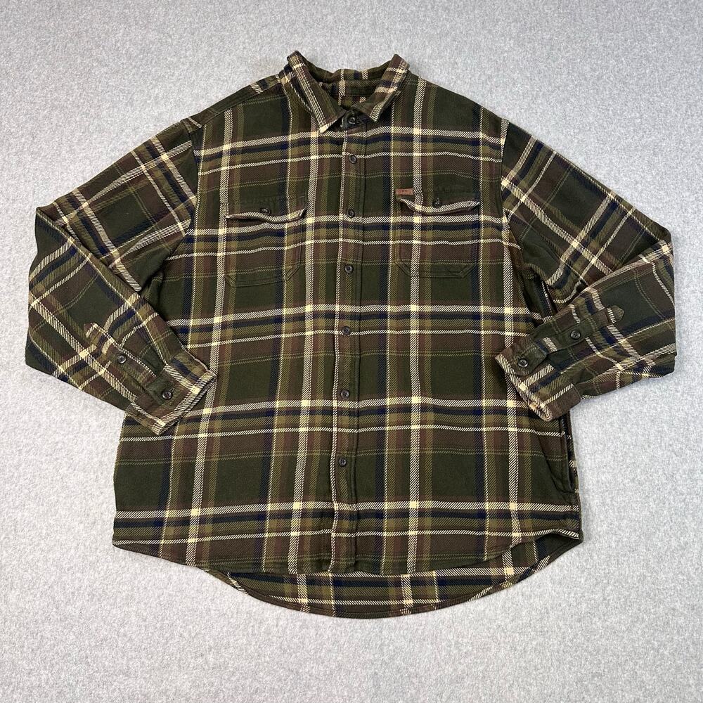 Orvis Big Bear Heavyweight Double Brushed Flannel Button Up Shirt Mens XXL Plaid